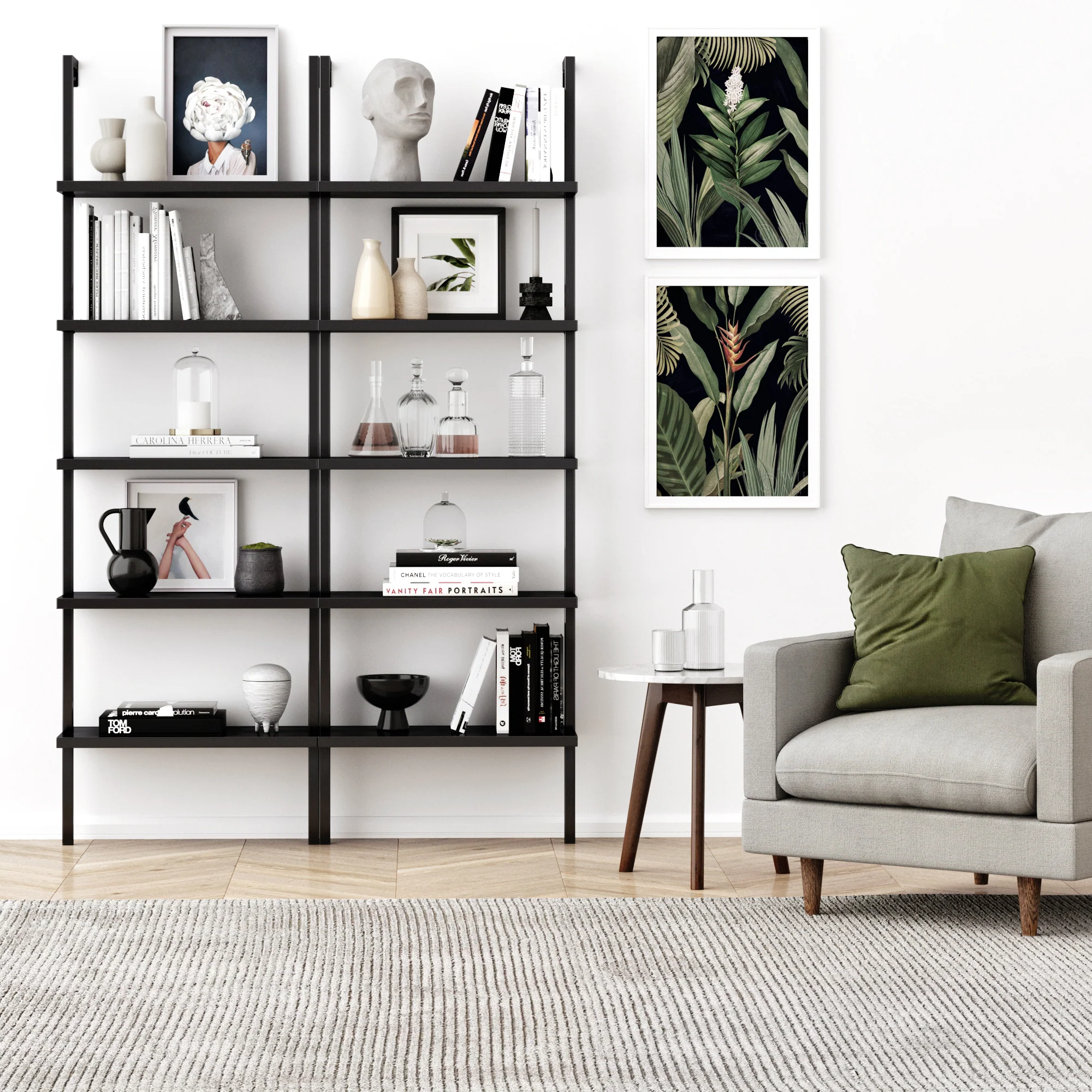 5-Shelf Ladder Bookshelf Black - Image 2