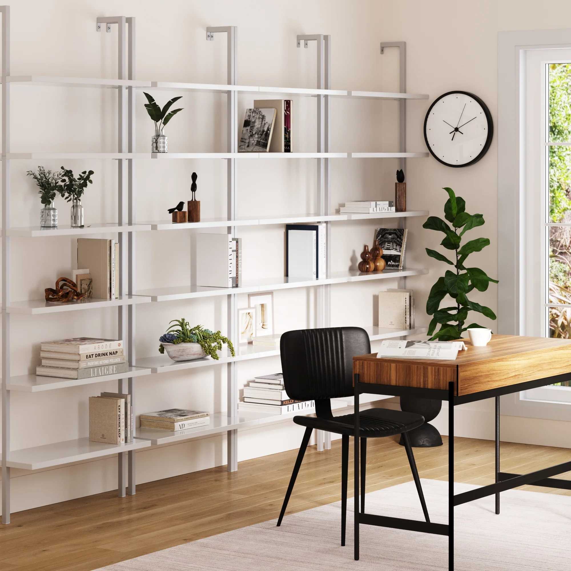 6-Shelf Ladder Bookshelf White (Set of 4) - Image 2
