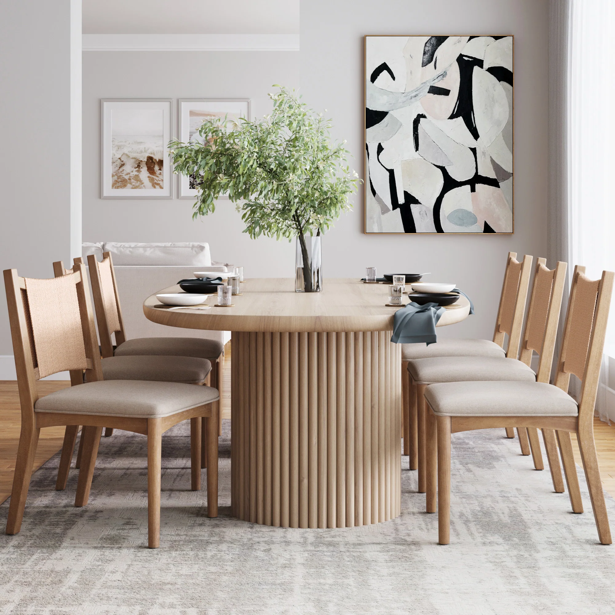 Arched Back Seagrass Dining Chair Light Brown (Set of 6)
