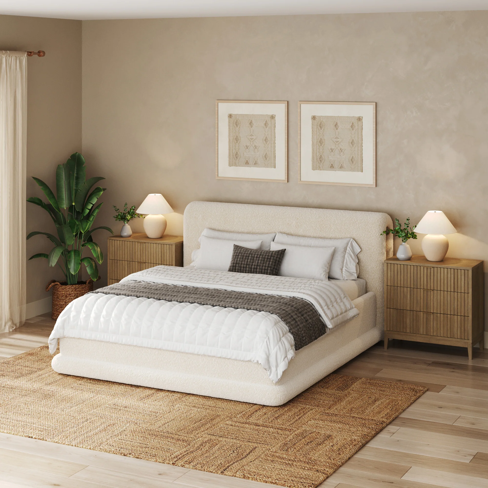 Bohemian Solid Wood 3-Drawer Fluted Dresser Light Brown - Image 2