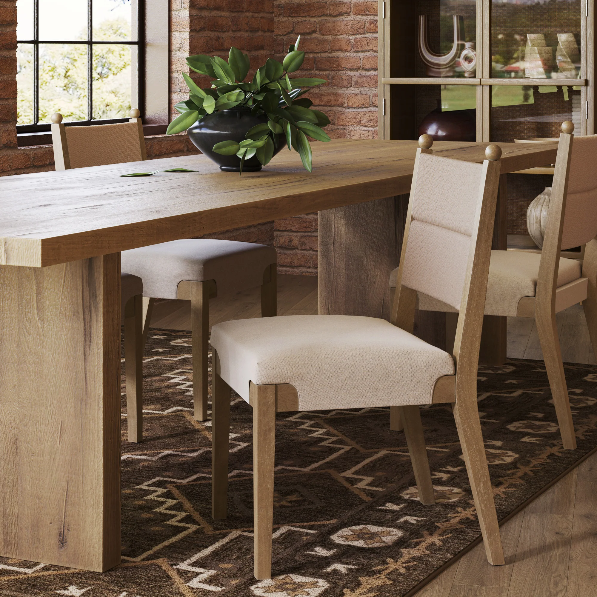 Boho Natural Flax & Seagrass Dining Chair - Image 2