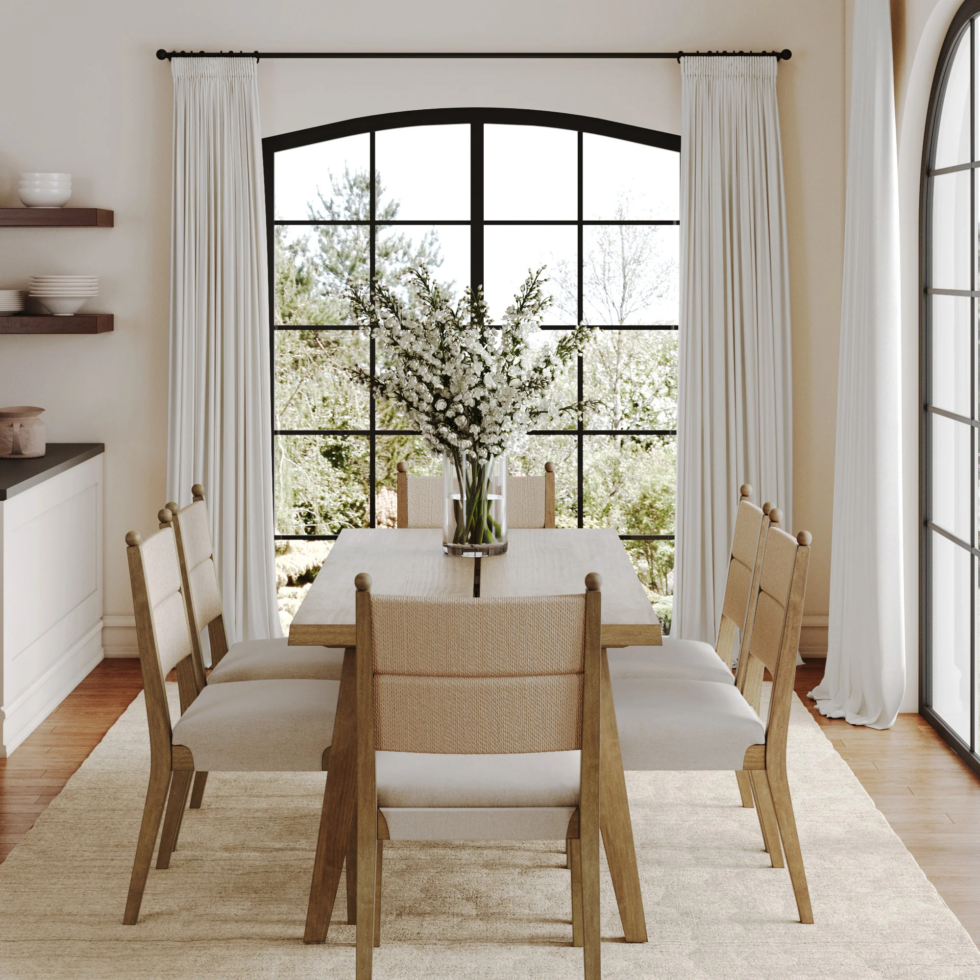 Boho Seagrass Dining Table Set (6 Chairs) - Image 2