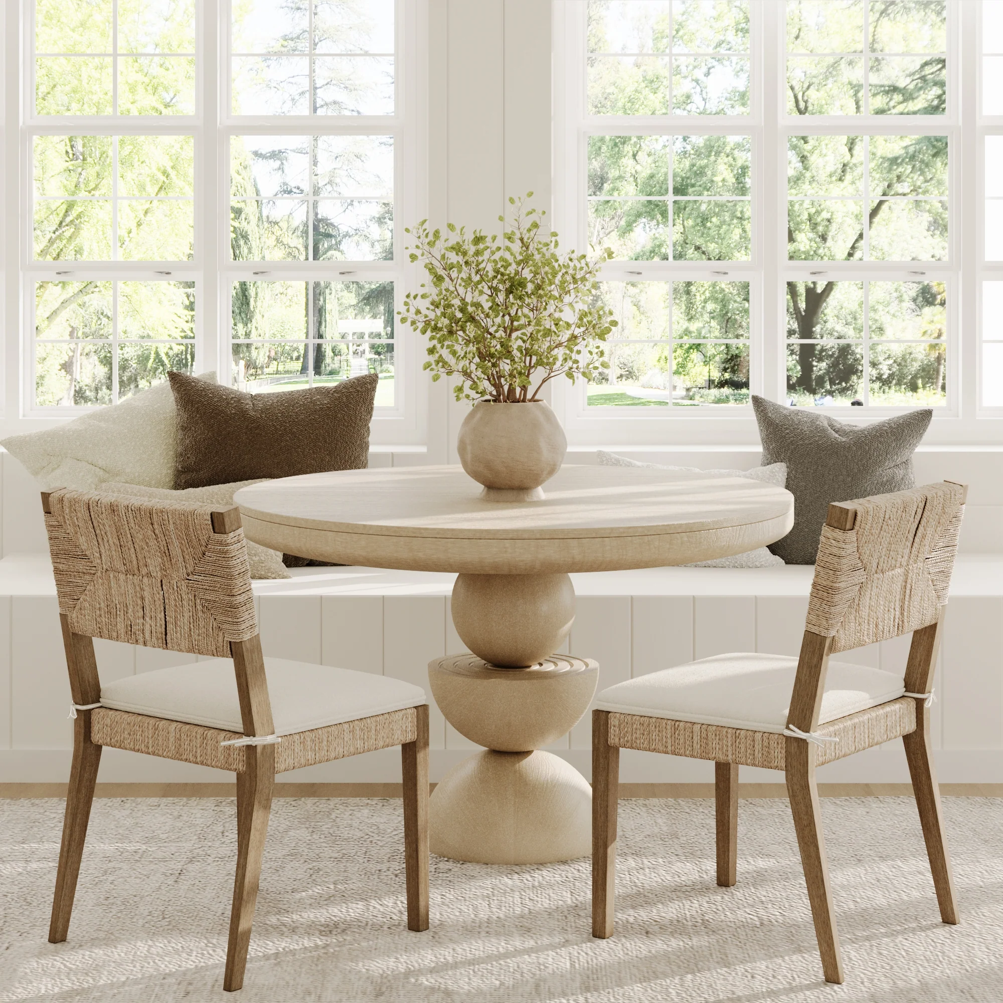 Boucle & Seagrass Dining Chair Light Brown (Set of 2) - Image 2