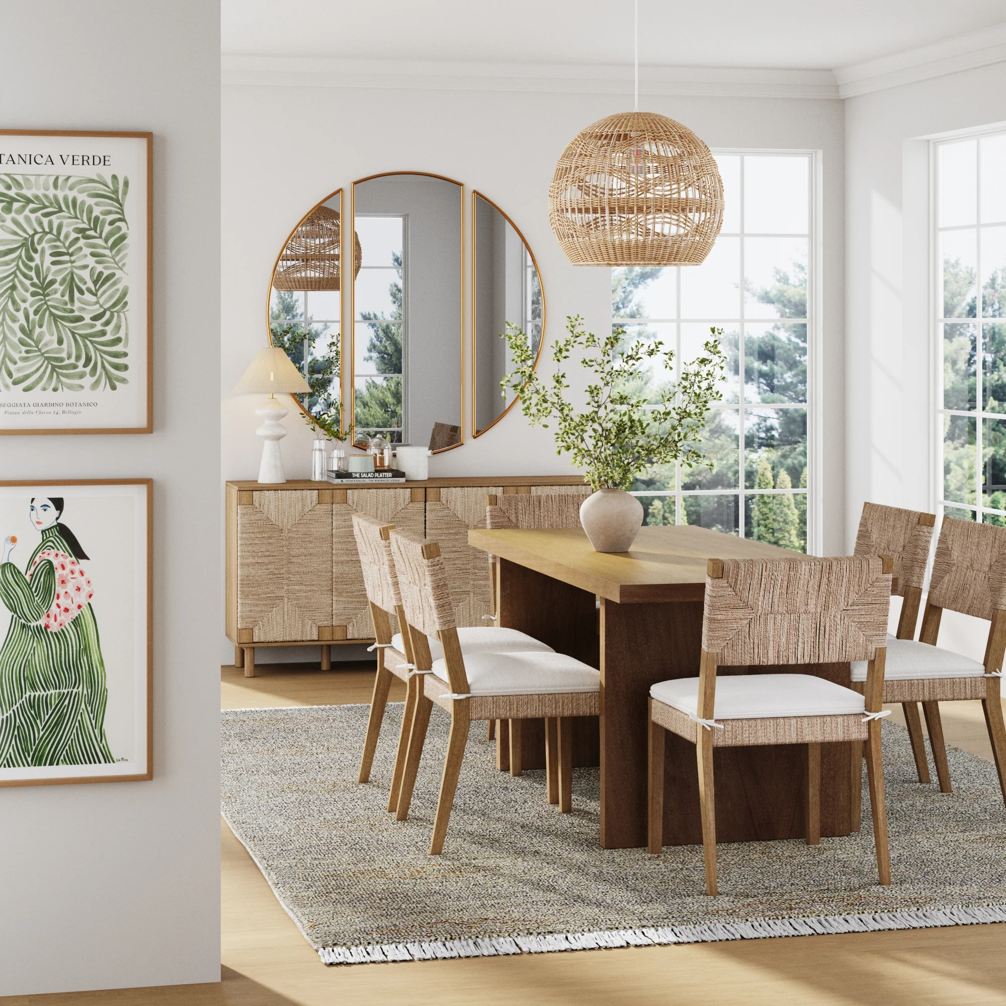 Boucle & Seagrass Dining Chair Light Brown (Set of 6) - Image 2