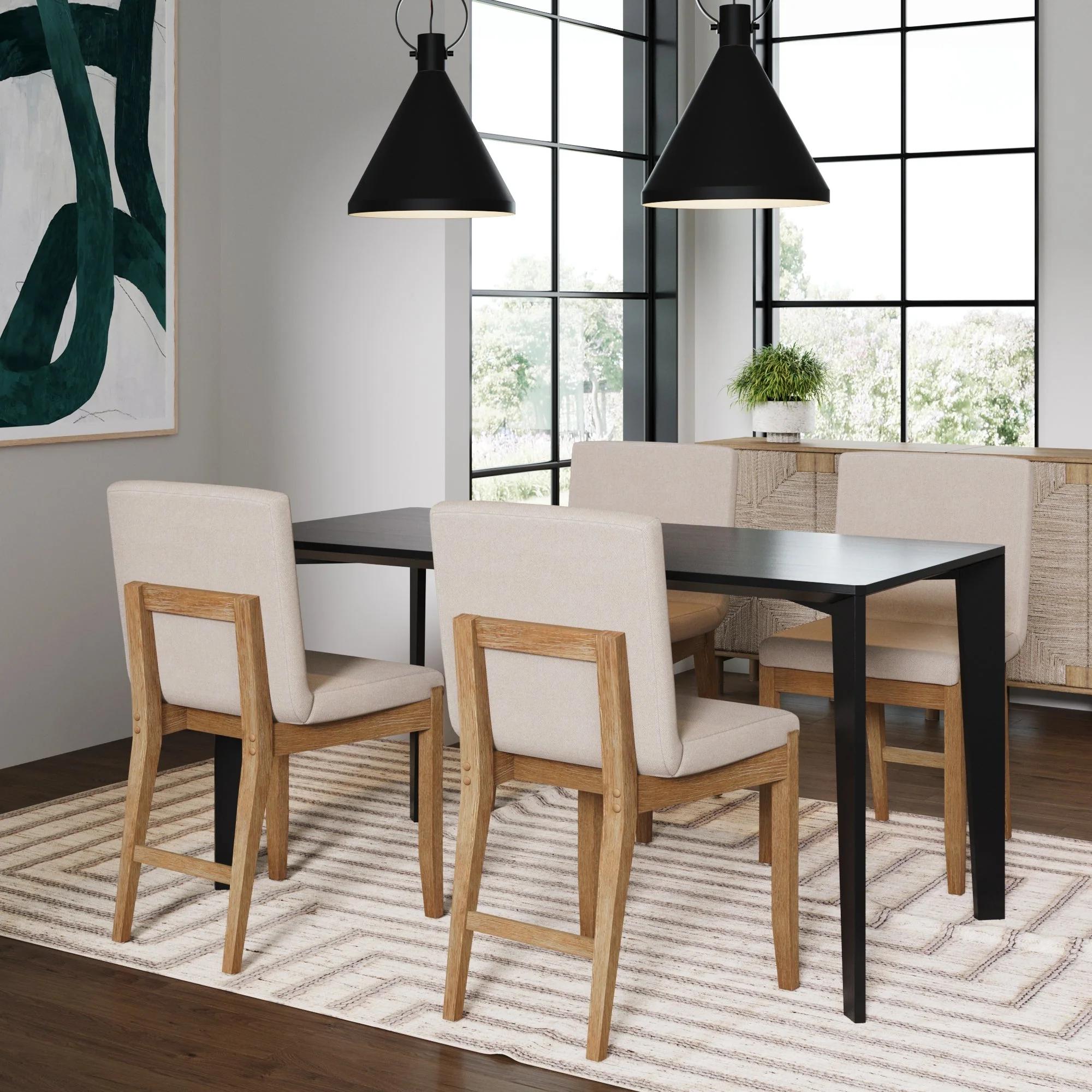 Dining Chairs Brushed Light Brown Flax (Set of 4)