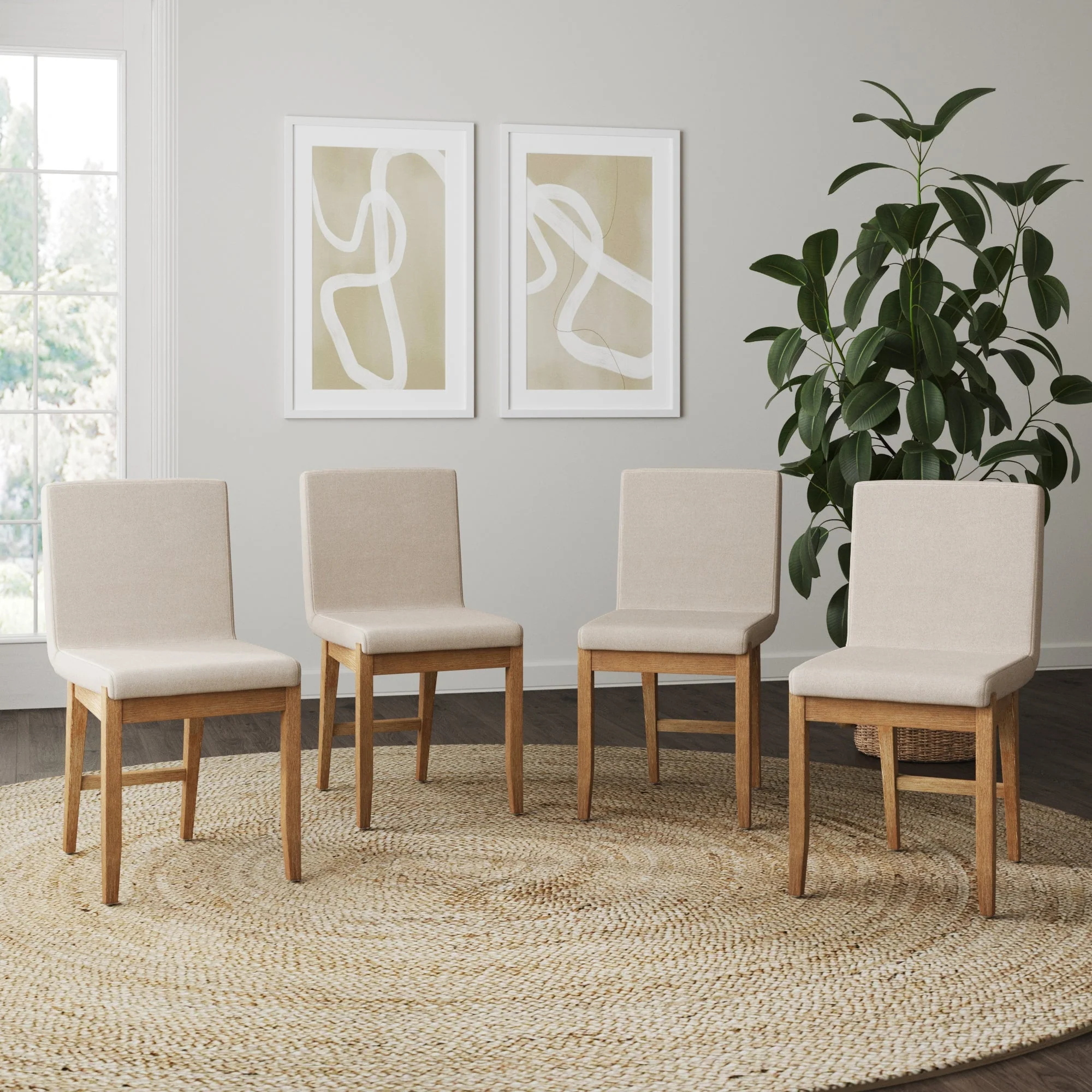 Dining Chairs Brushed Light Brown Flax (Set of 4) - Image 2
