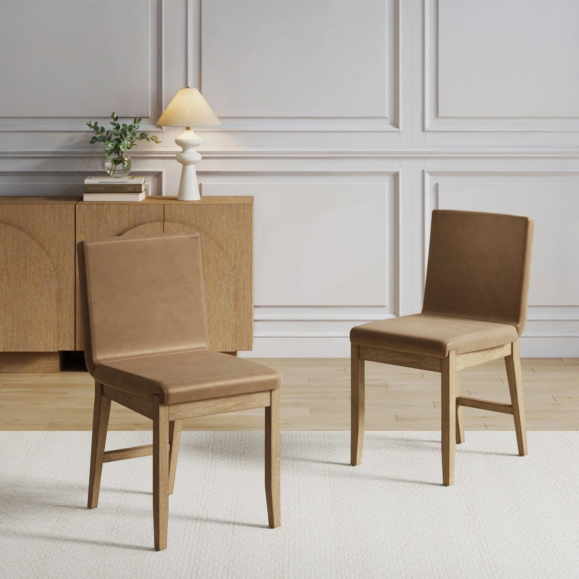 Exposed Back Dining Chair Light Brown (Set of 2) - Image 2