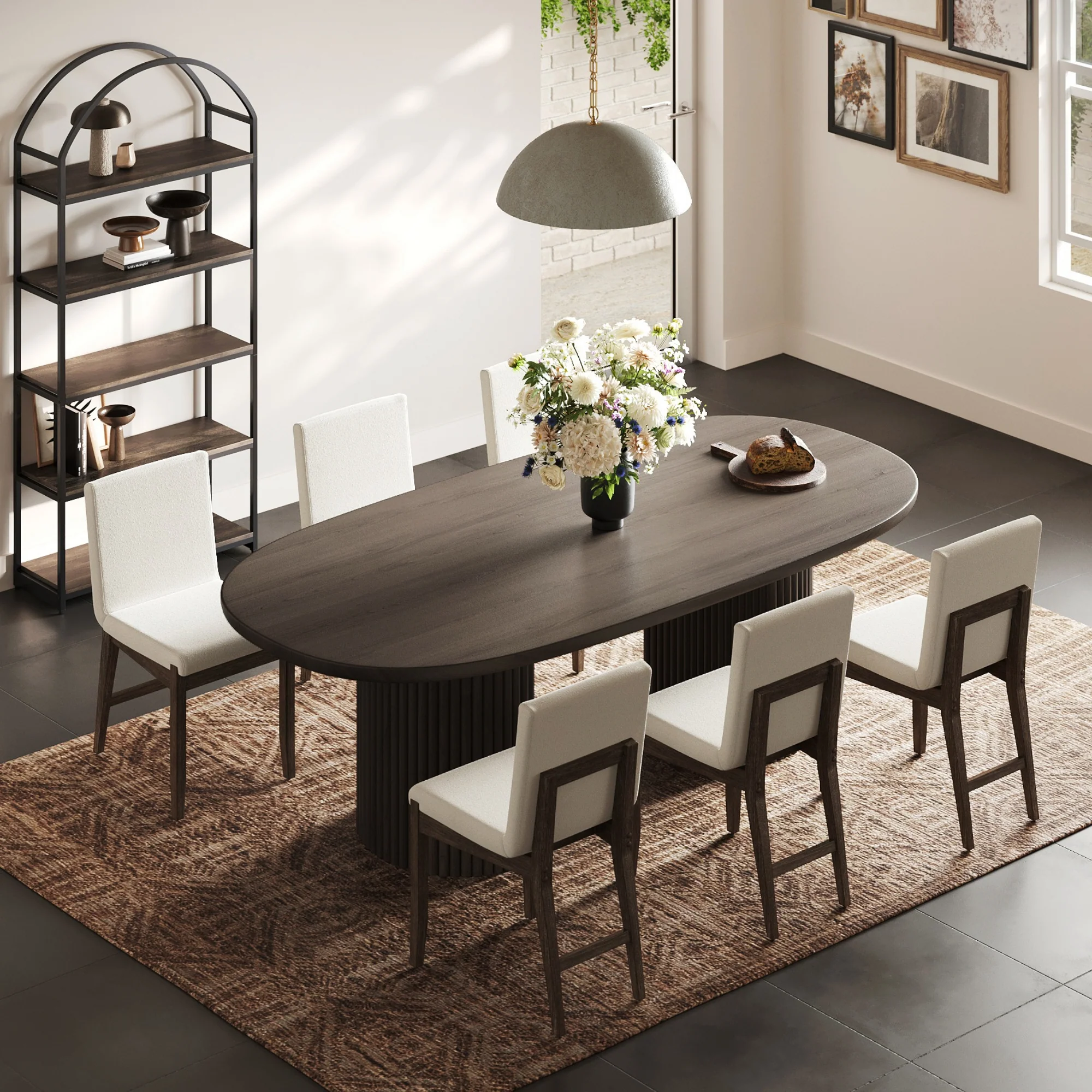 Exposed Back Dining Chairs Dark Brown (Set of 6) - Image 2