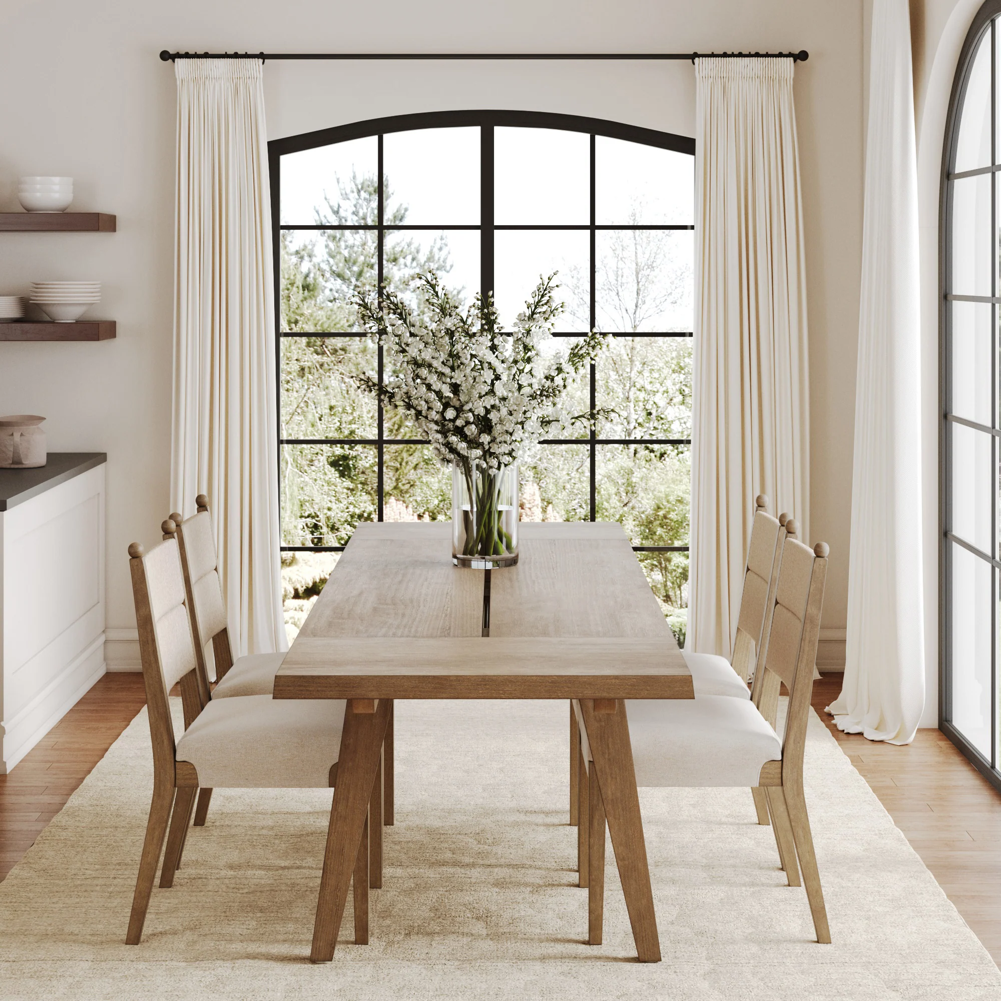 Extendable Bohemian Seagrass Dining Table Set (4 Chairs) - Image 2