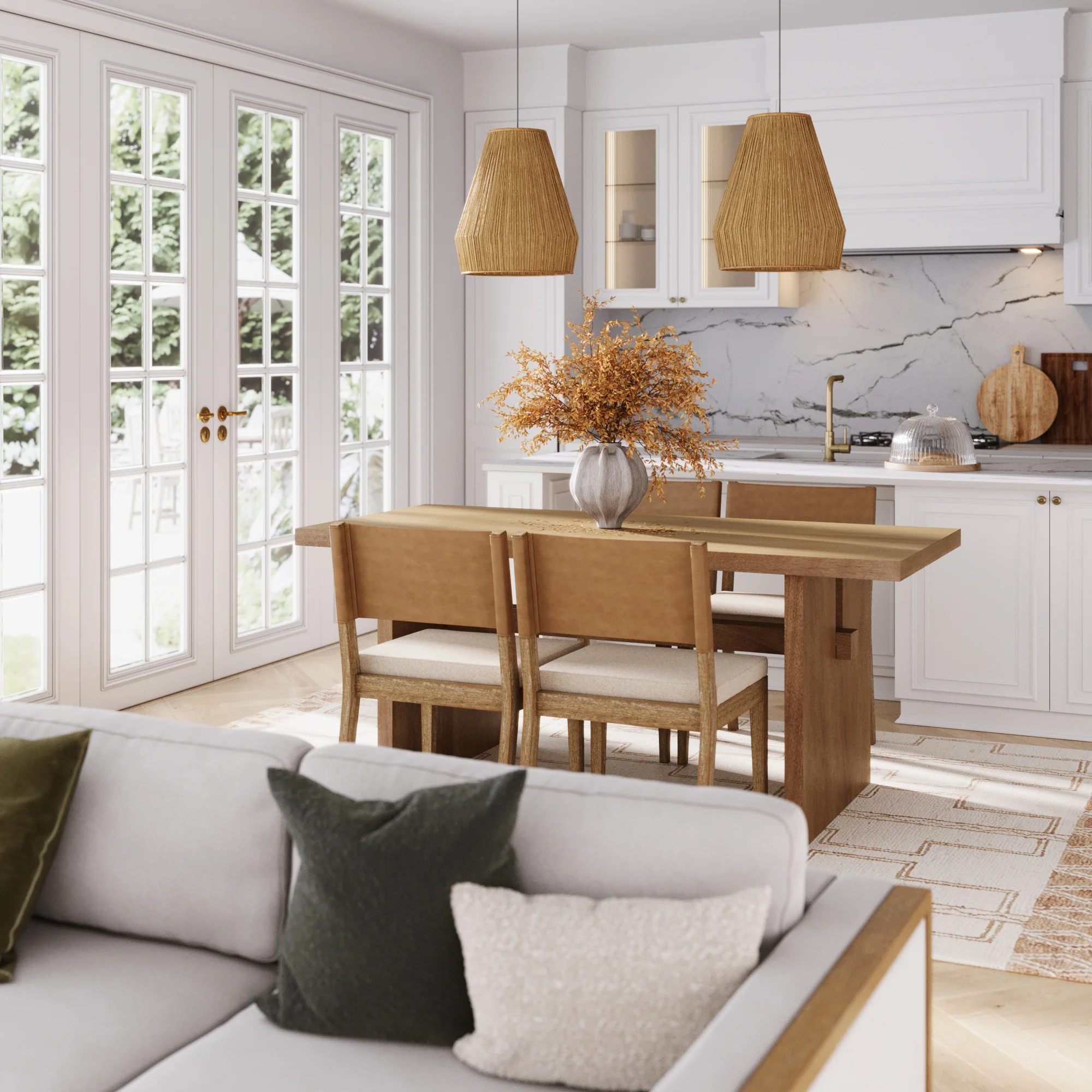 Farmhouse Dining Set (4 Chairs) - Image 3