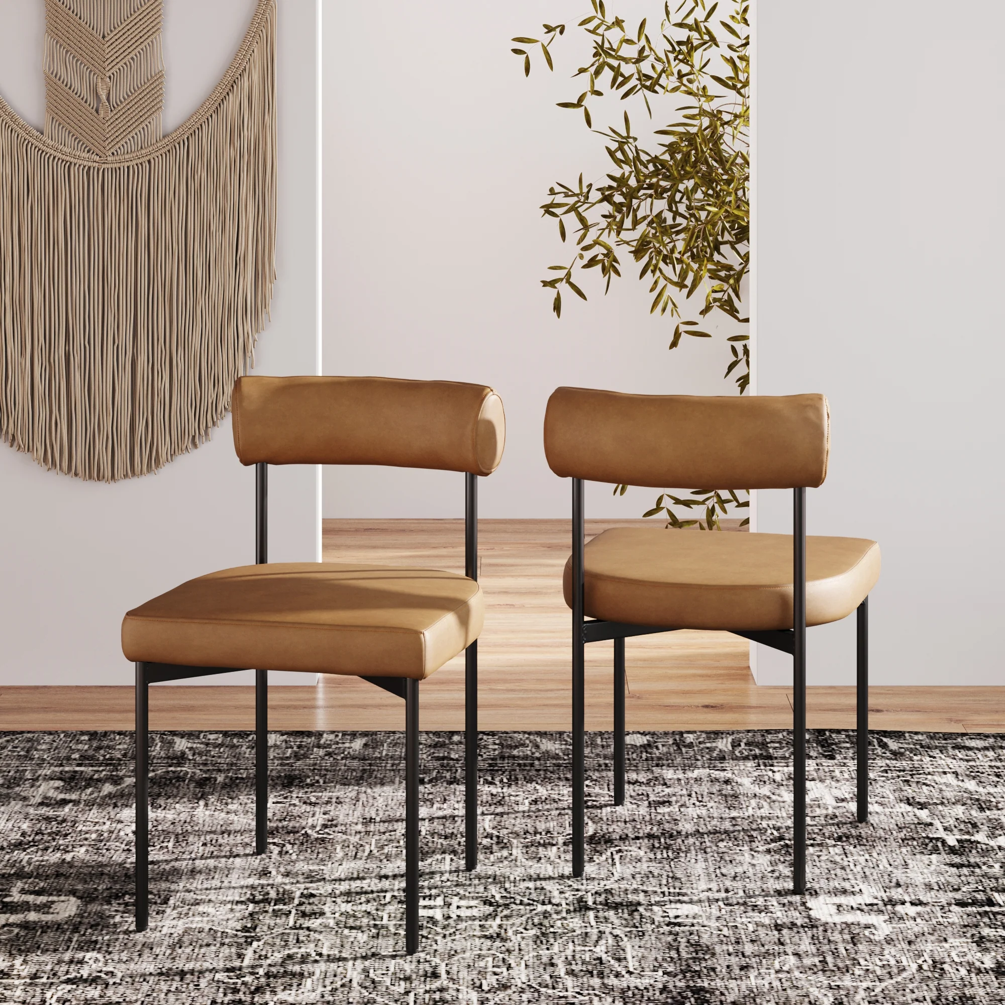 Faux Leather Modern Dining Chair (Set of 2) - Image 2