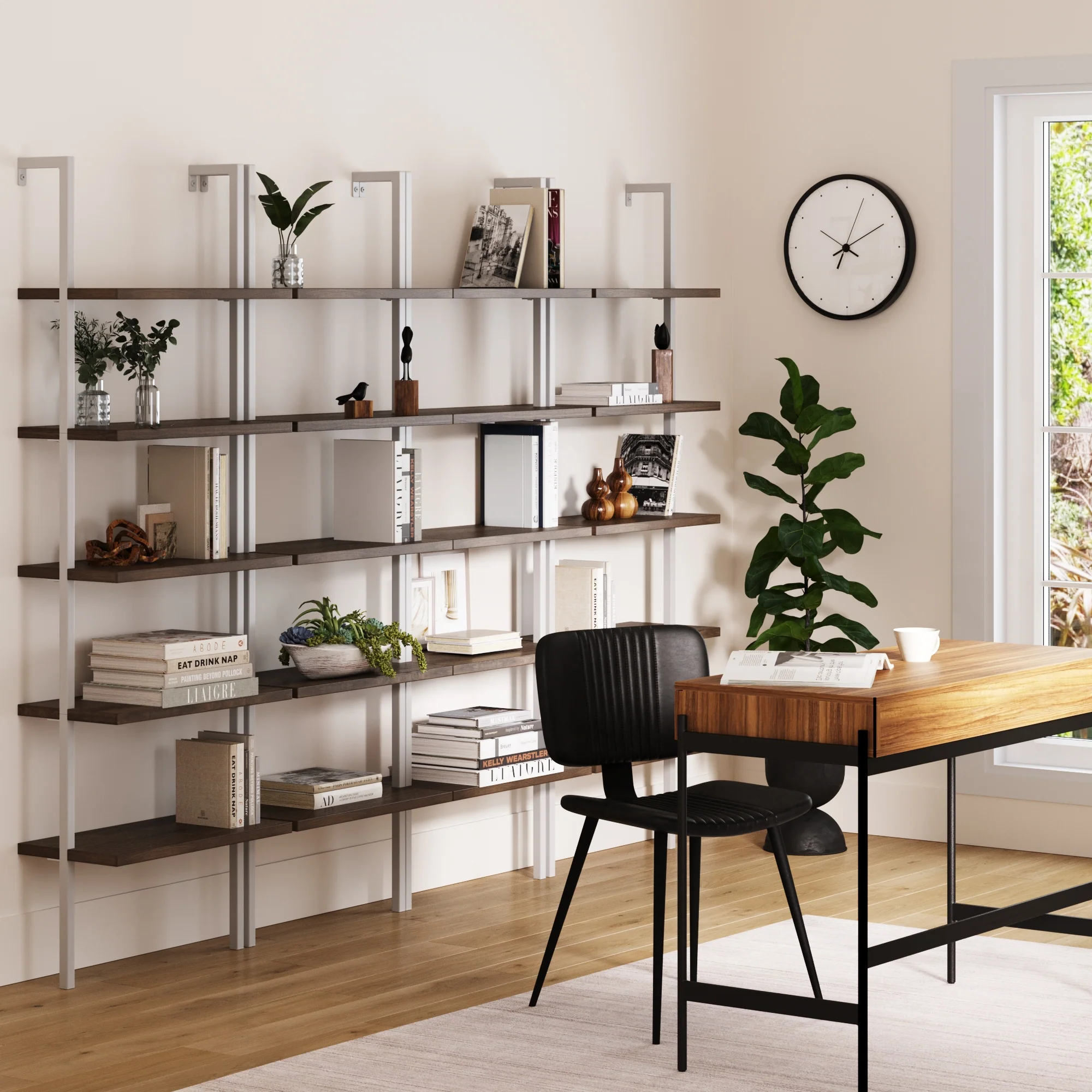 Ladder Bookshelf Oak Matte White Set of 4 - Image 2