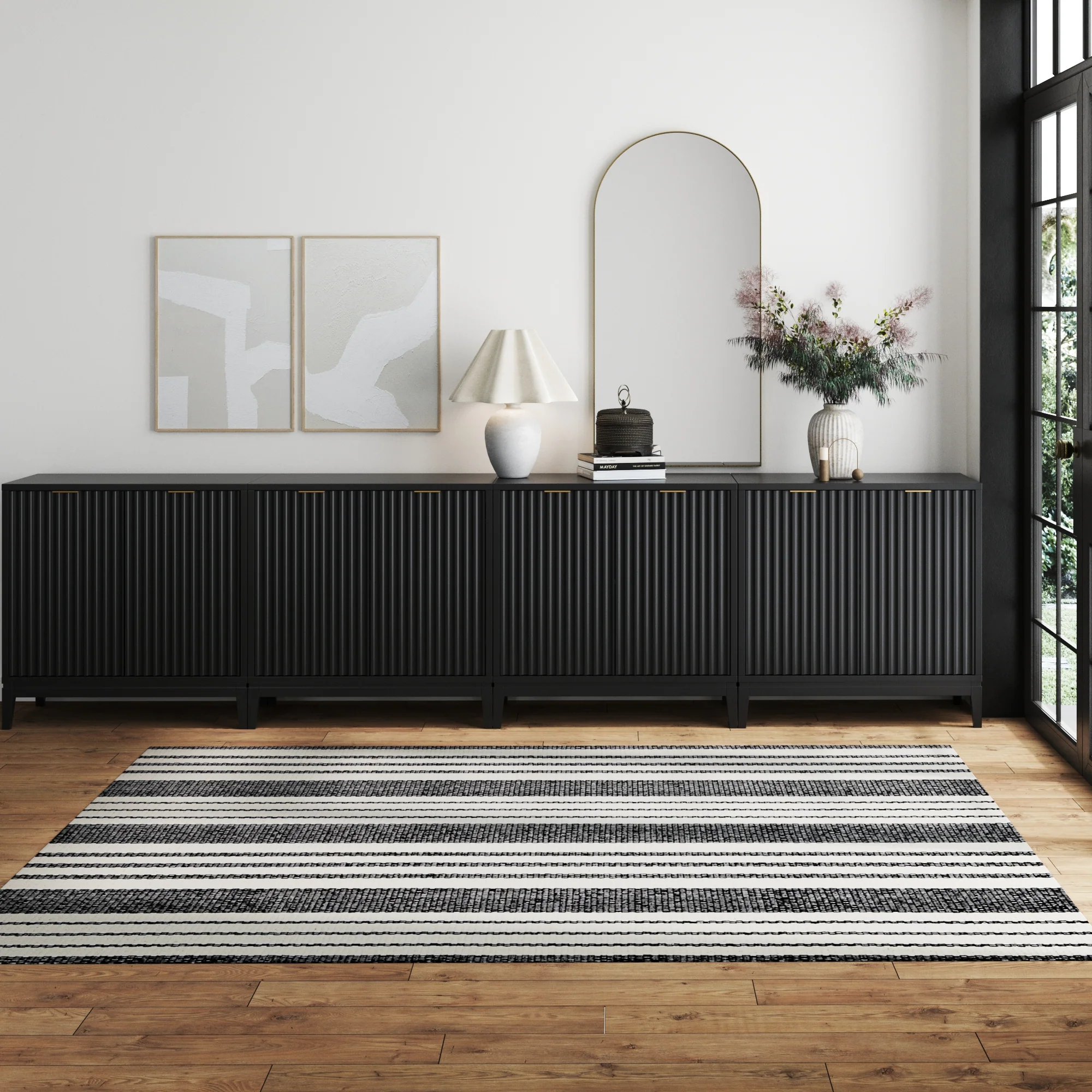 Mid-Century Fluted TV Console for 85" TVs Black - Image 2