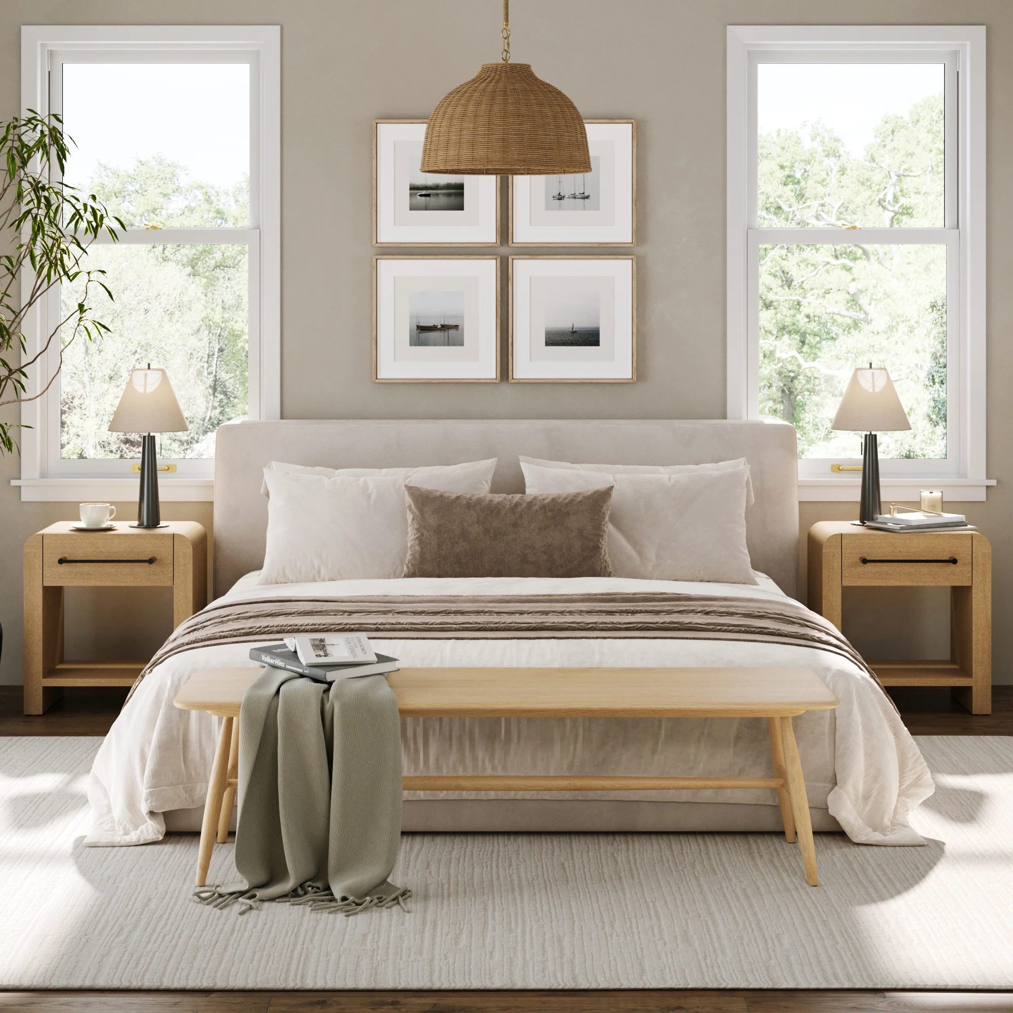 Modern 1-Drawer Nighstand with Metal Handle Light Brown - Image 2