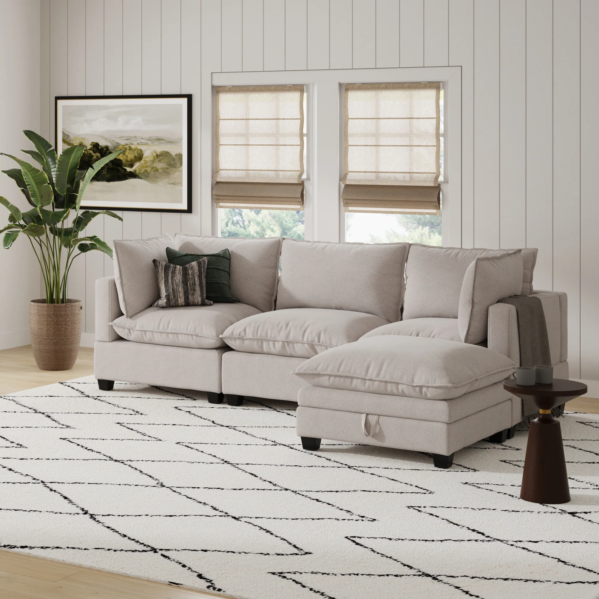 Modern Cloud Sofa Corner Seat Textured Gray (Modular Sofa Part) - Image 2