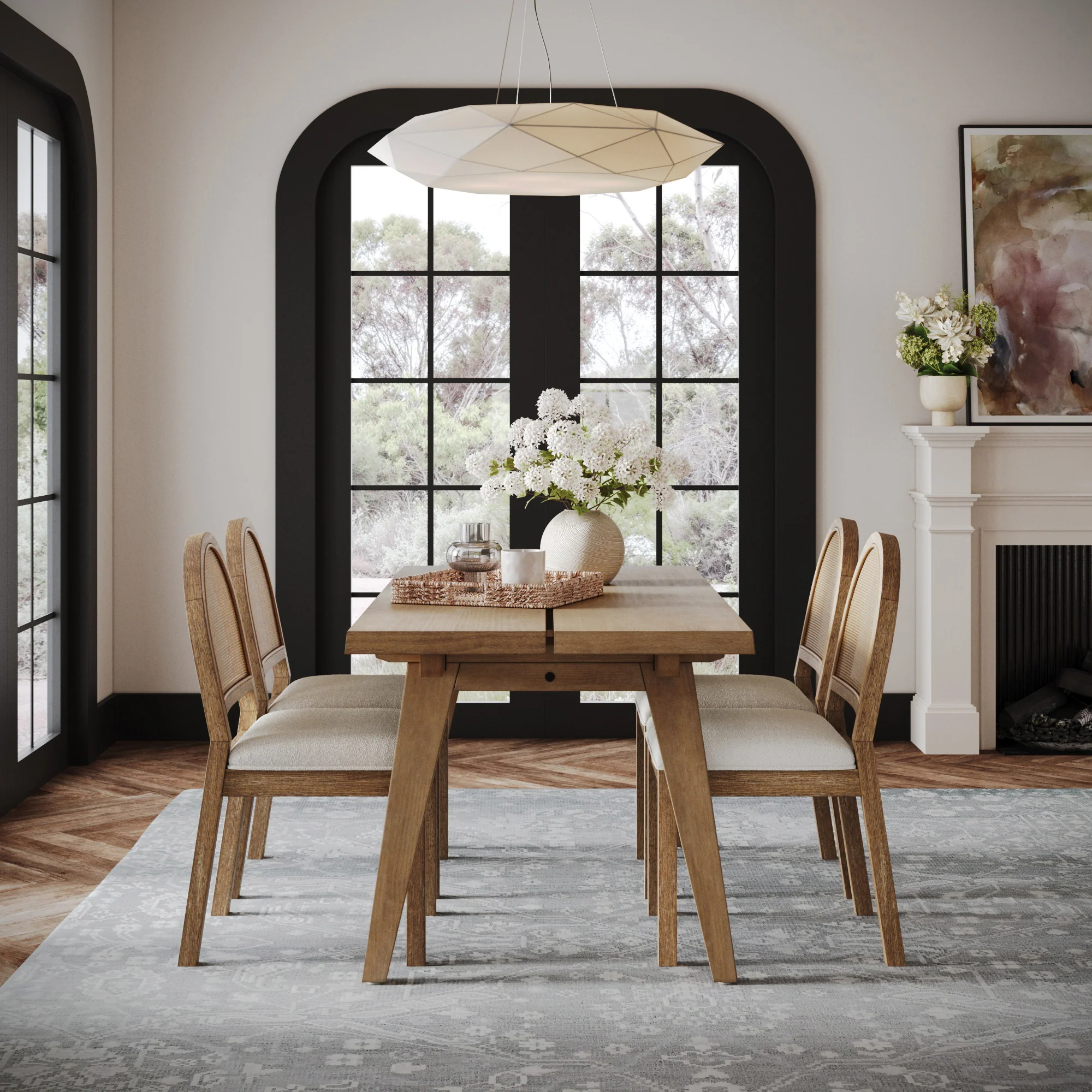 Modern Farmhouse Extendable Dining Table Light Brown - Image 2