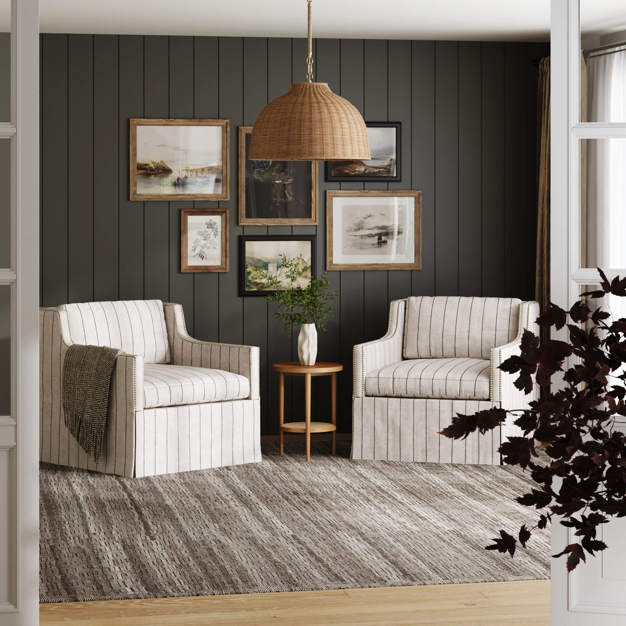 Modern Farmhouse Rattan Dome Pendant Light - Image 2