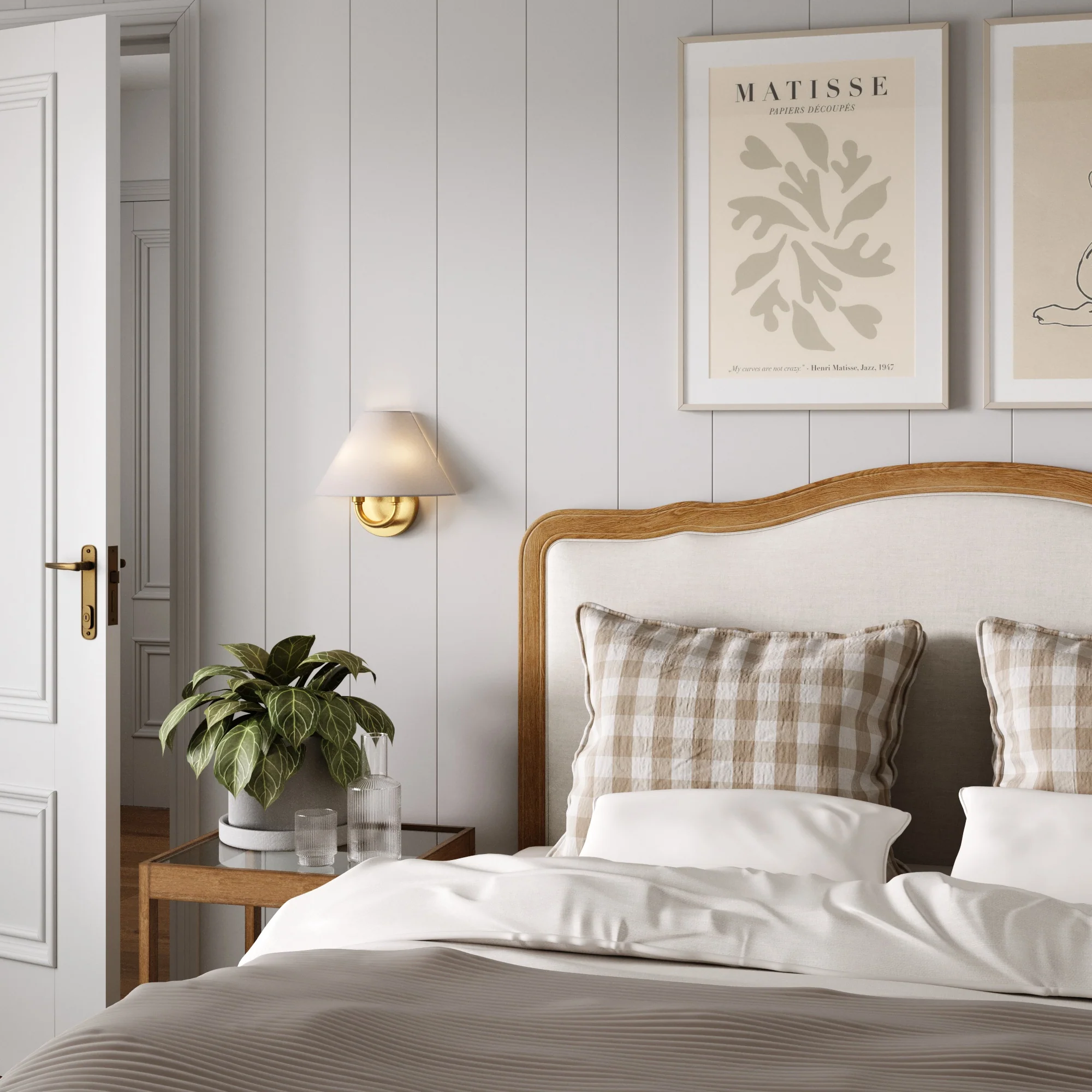 Modern Farmhouse Wall Light with Linen Shade - Image 2
