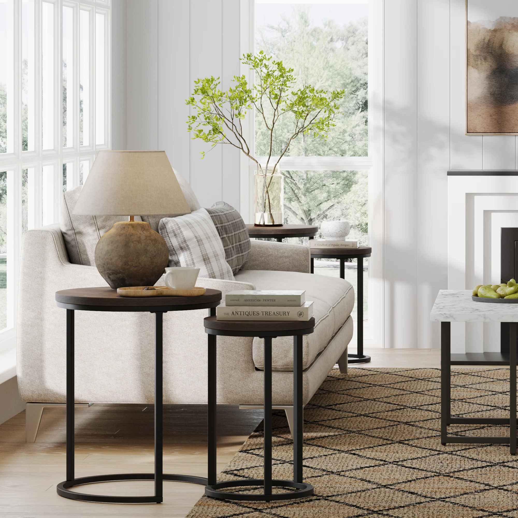 Nesting Round End Table Set Black/Nutmeg (Set of 2) - Image 2