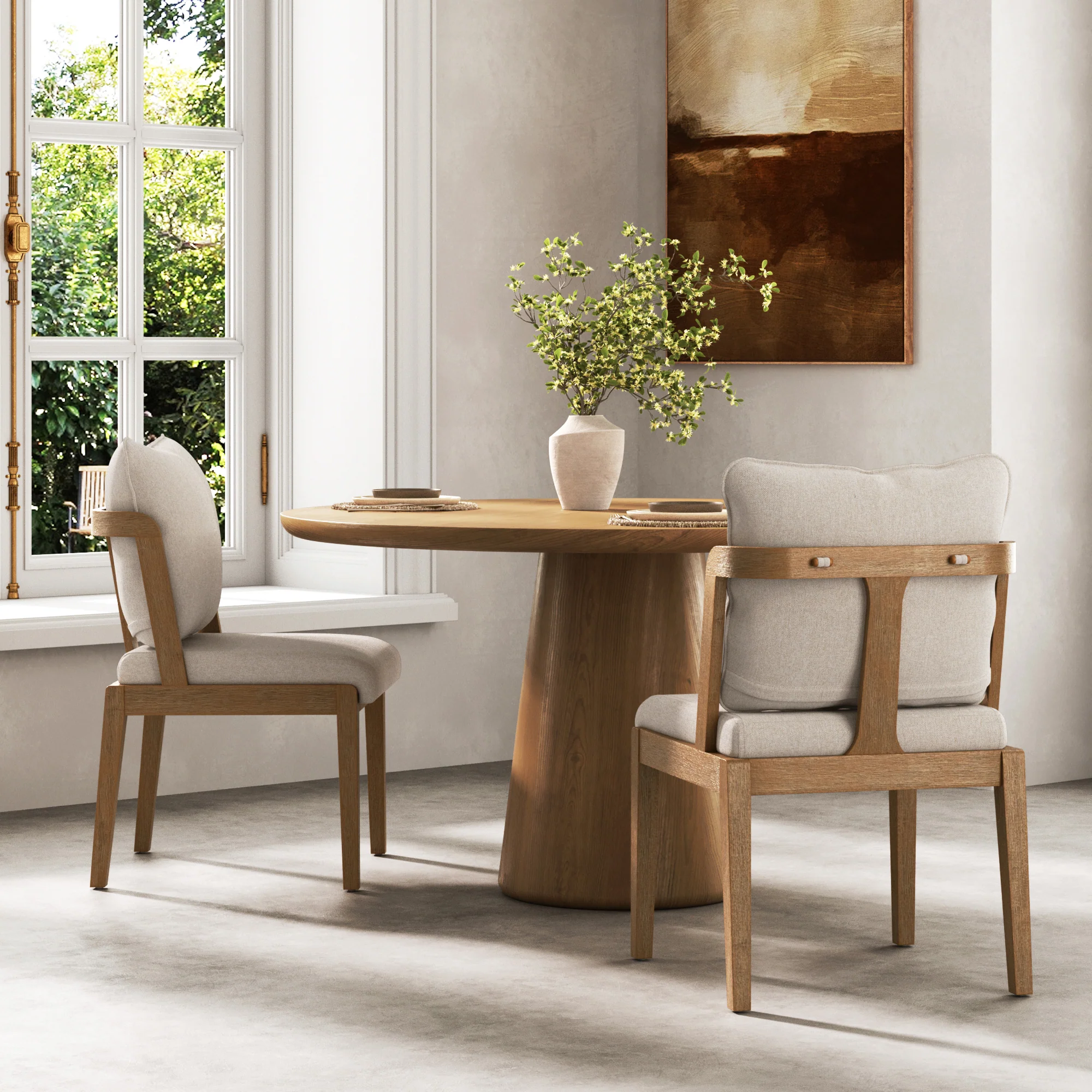 Scandinavian 2-Pack Dining Chair with Back Light Brown