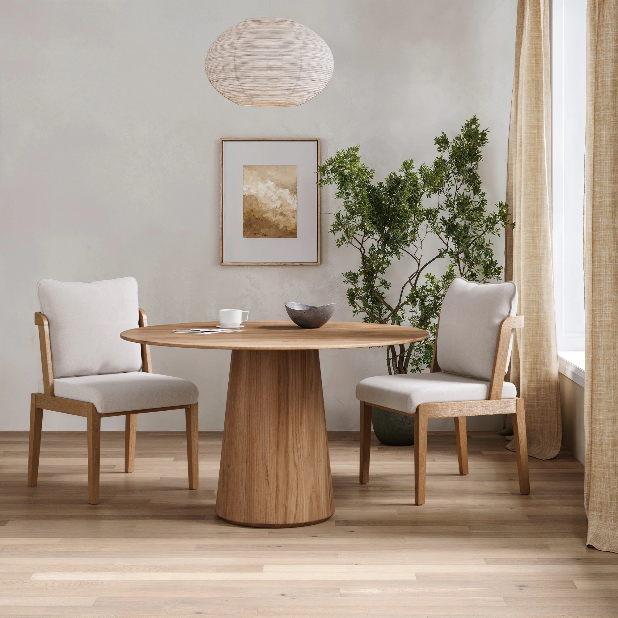 Scandinavian 2-Pack Dining Chair with Back Light Brown - Image 2