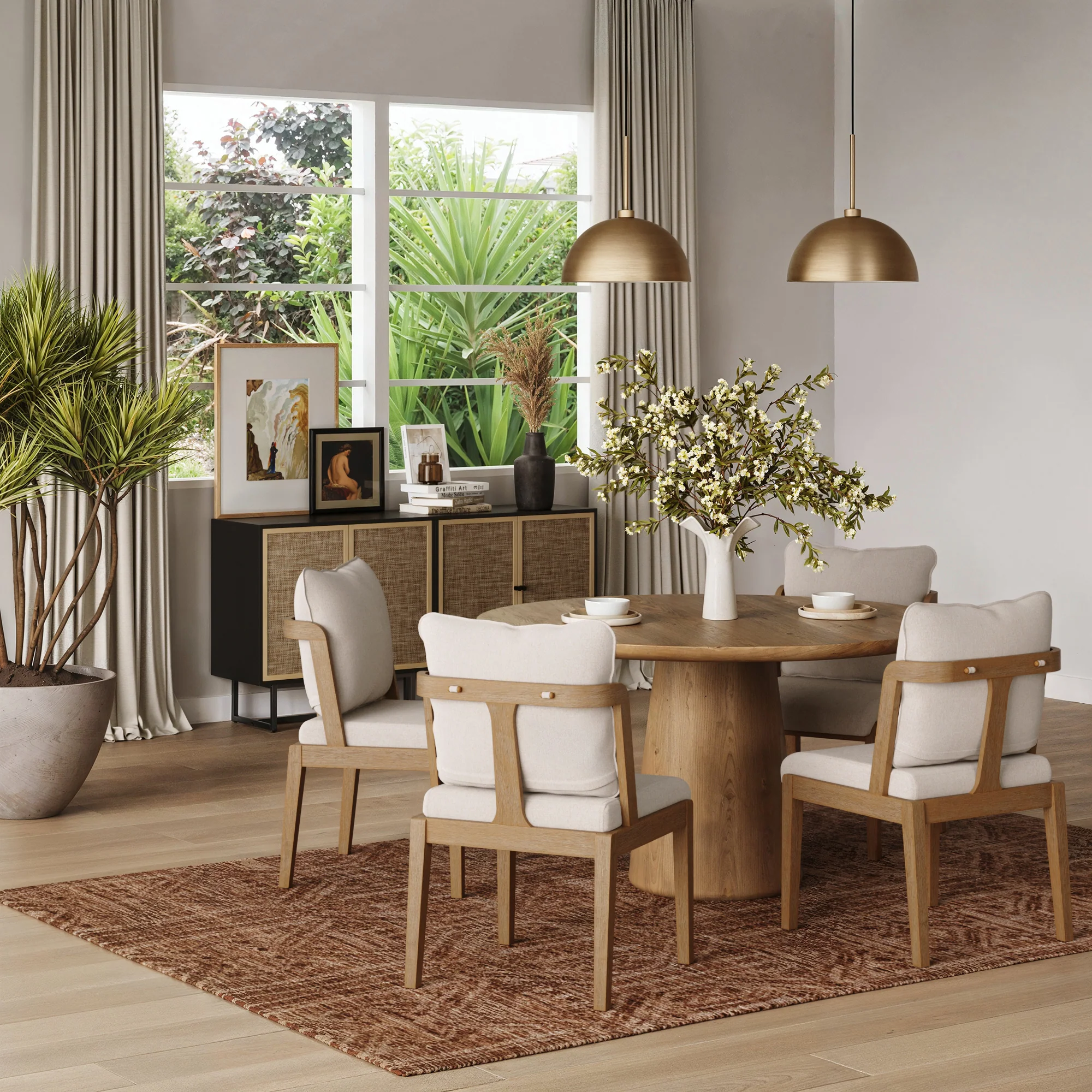 Scandinavian Dining Chair with Back Light Brown (Set of 4) - Image 2