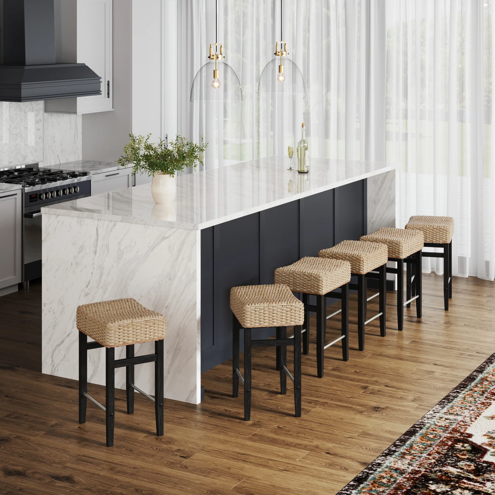 Seagrass Counter Height Bar Stools Black (Set of 6) - Image 2