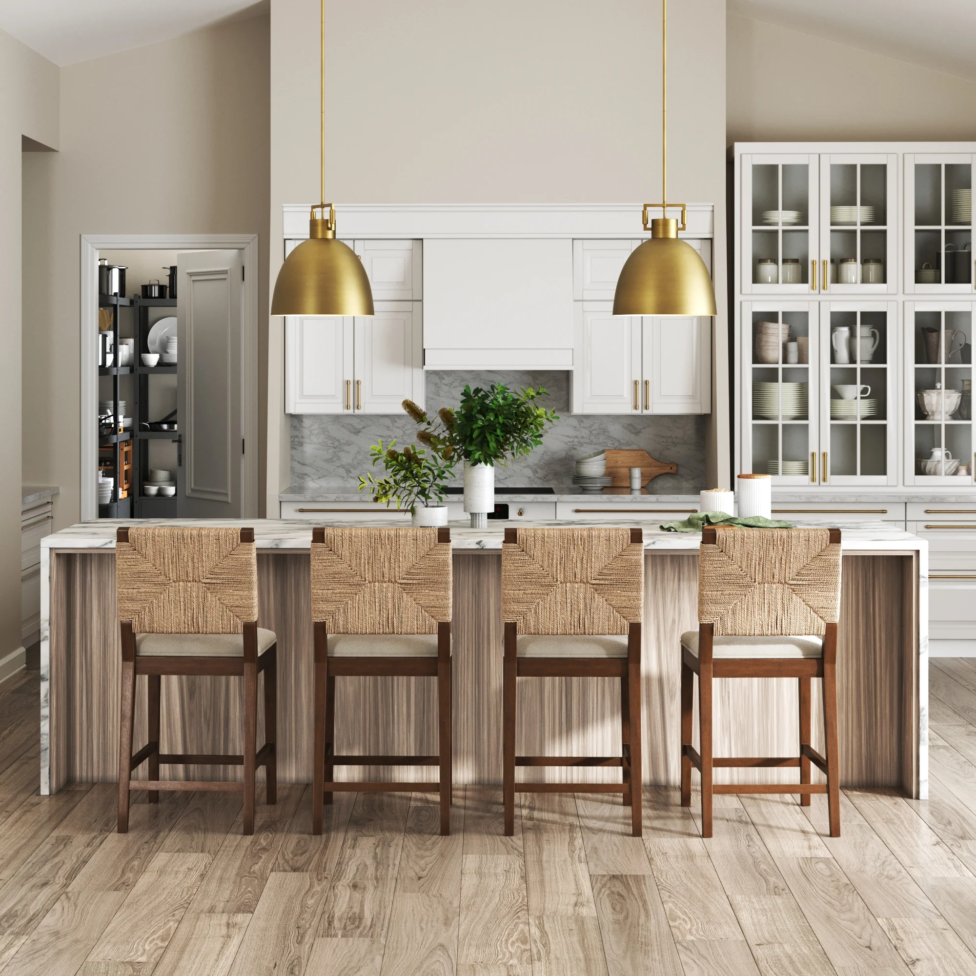 Seagrass Counter Height Bar Stools Dark Brown (Set of 4) - Image 2