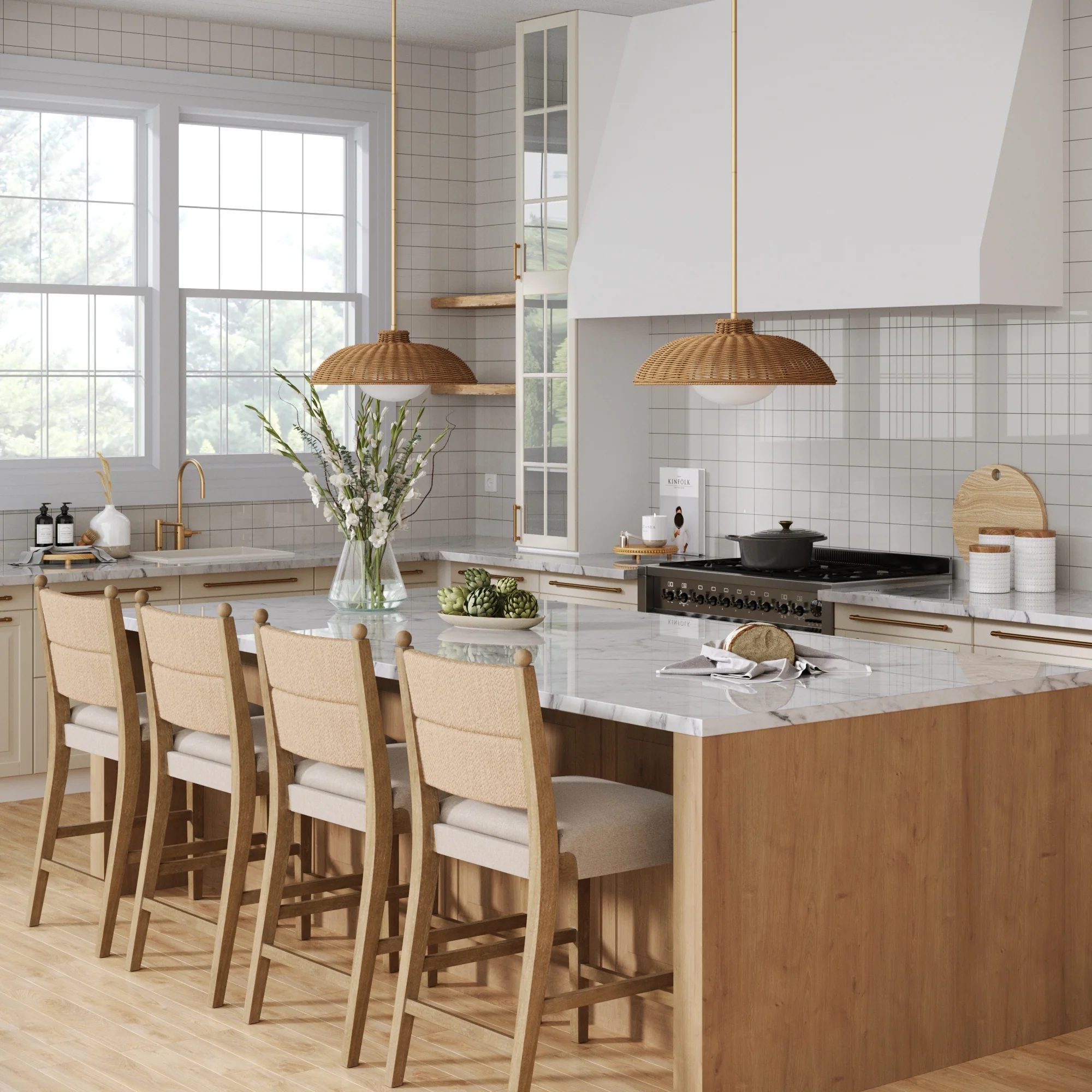 Seagrass & Wood Counter Height Bar Stool Light Brown - Image 2
