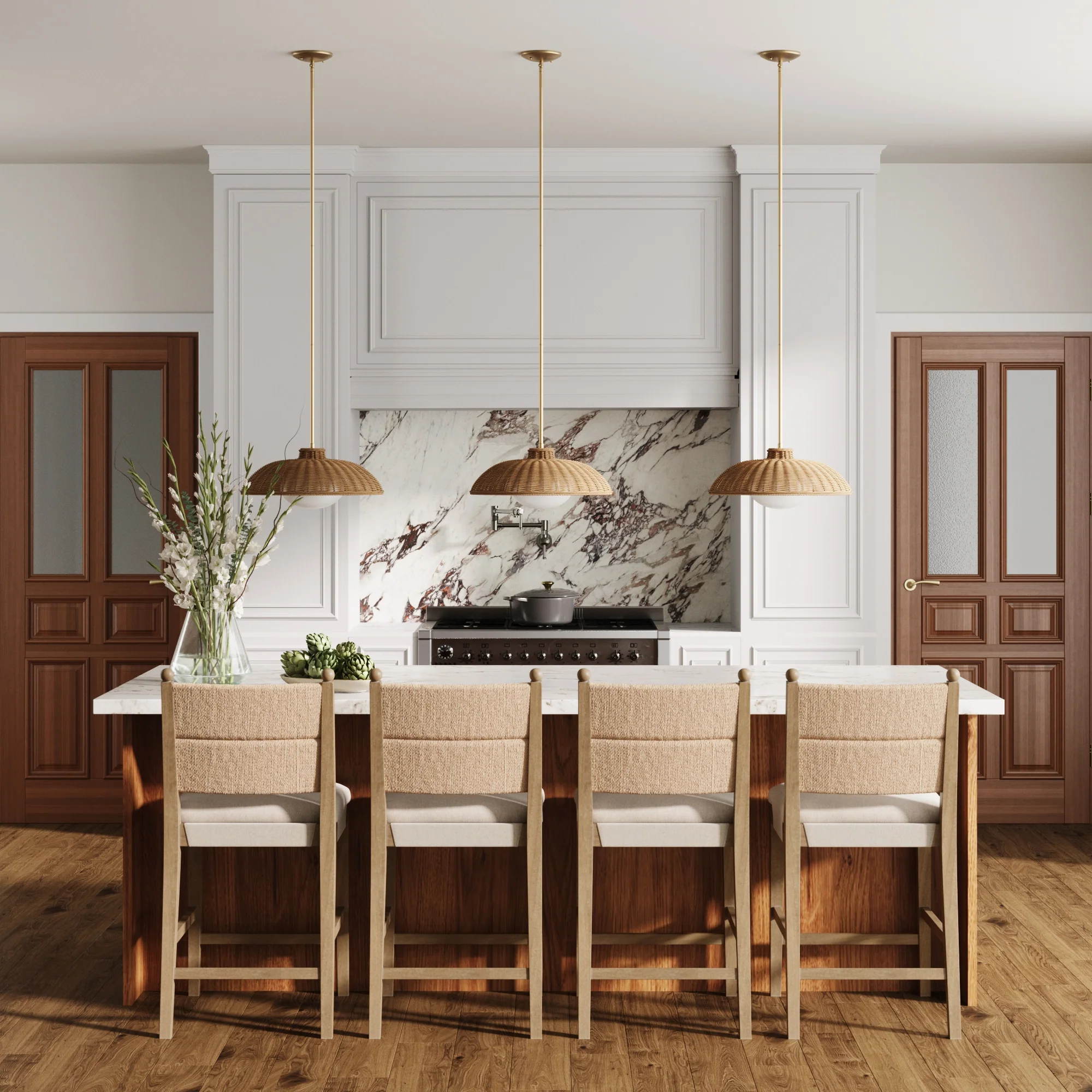 Seagrass & Wood Counter Height Bar Stool Light Brown (Set of 4) - Image 2