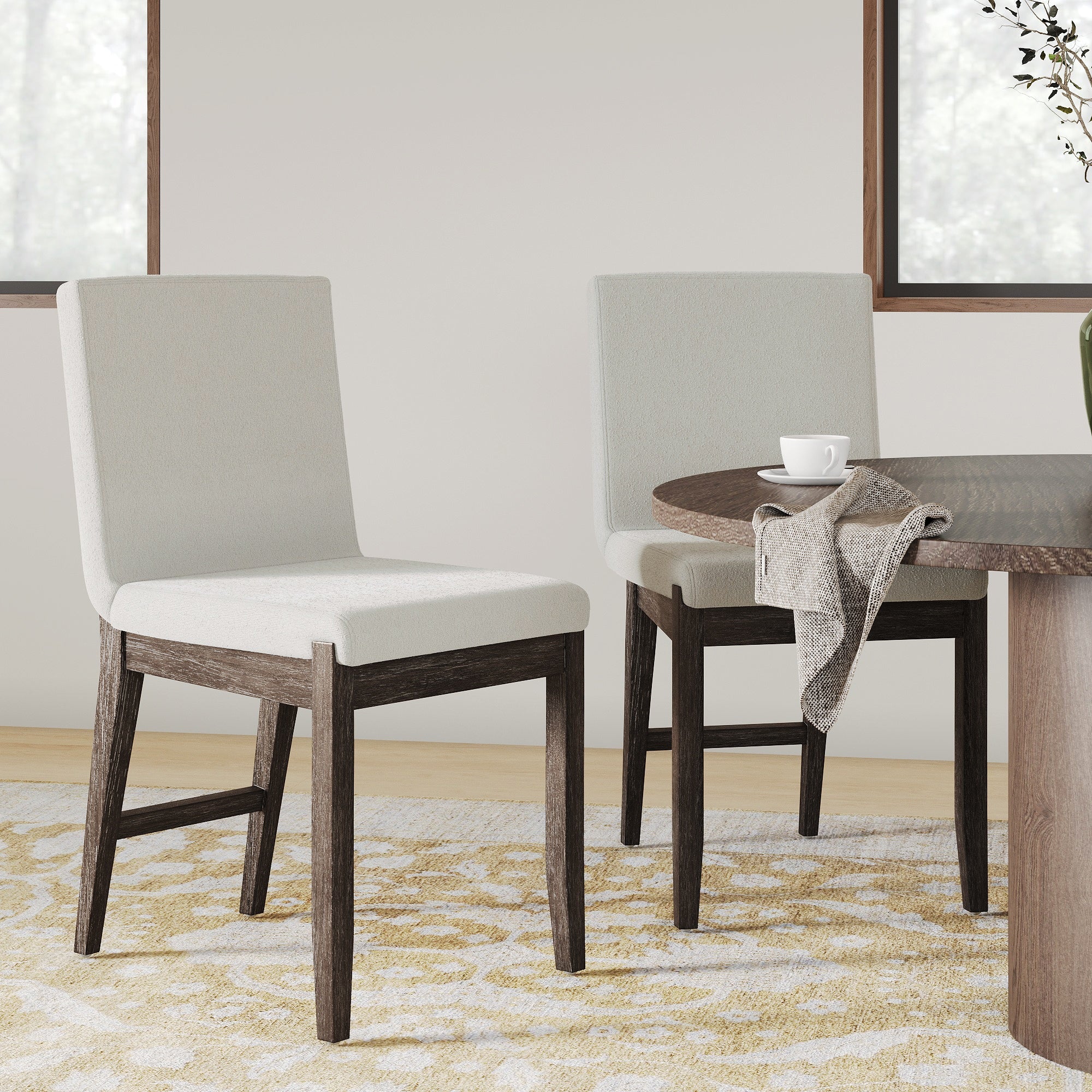 Exposed Back Dining Chairs Dark Brown (Set of 2)