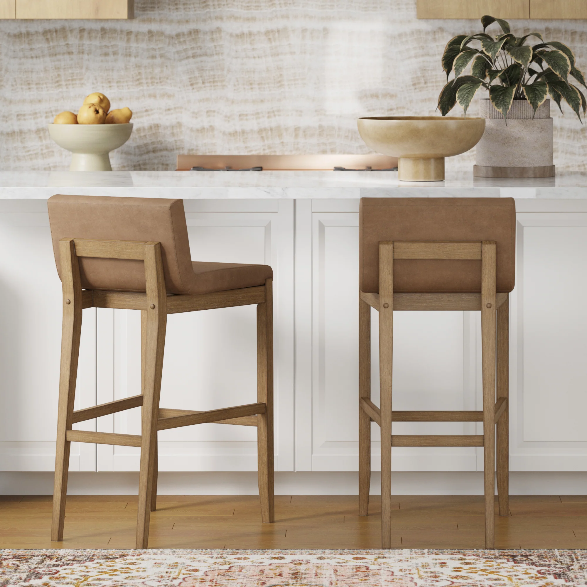 Exposed Wood Back Bar Stools Light Brown (Set of 2) - Image 2