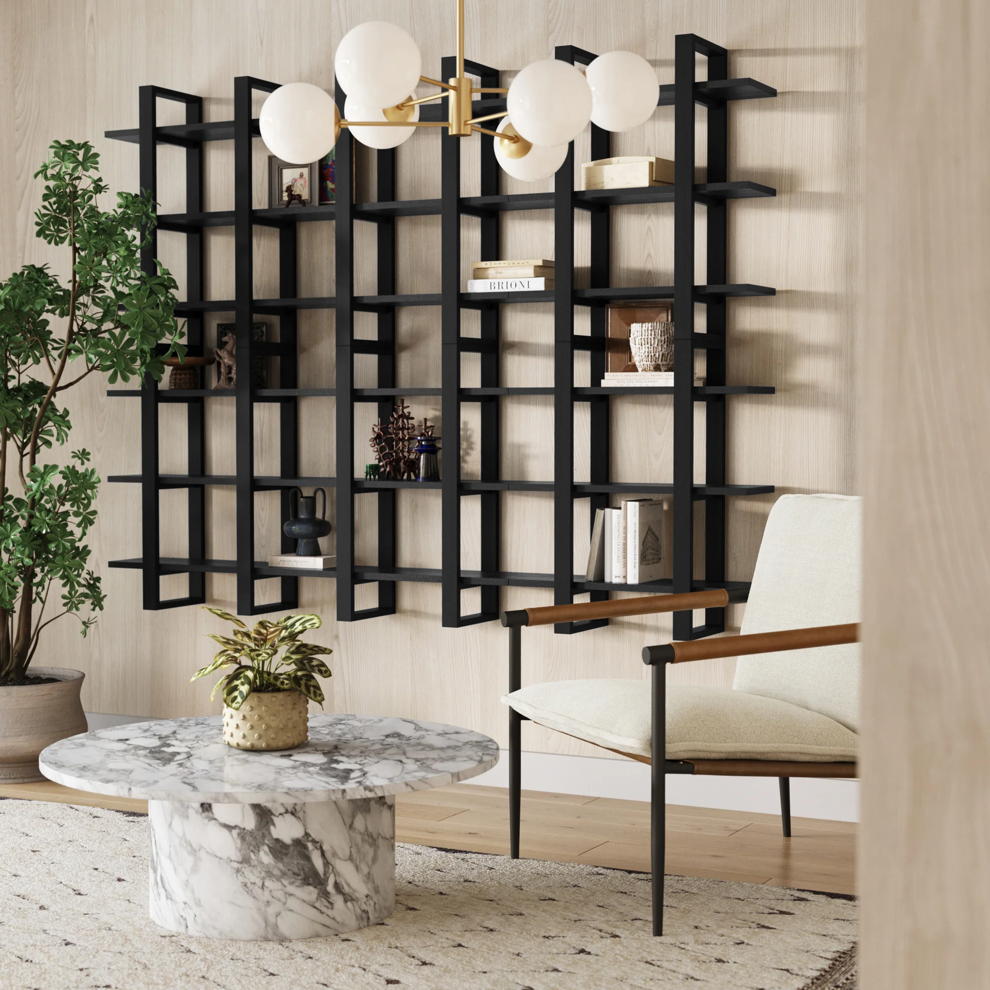 Solid Wood Modular Floating Wall Shelf Black Oak (Set of 6) - Image 2