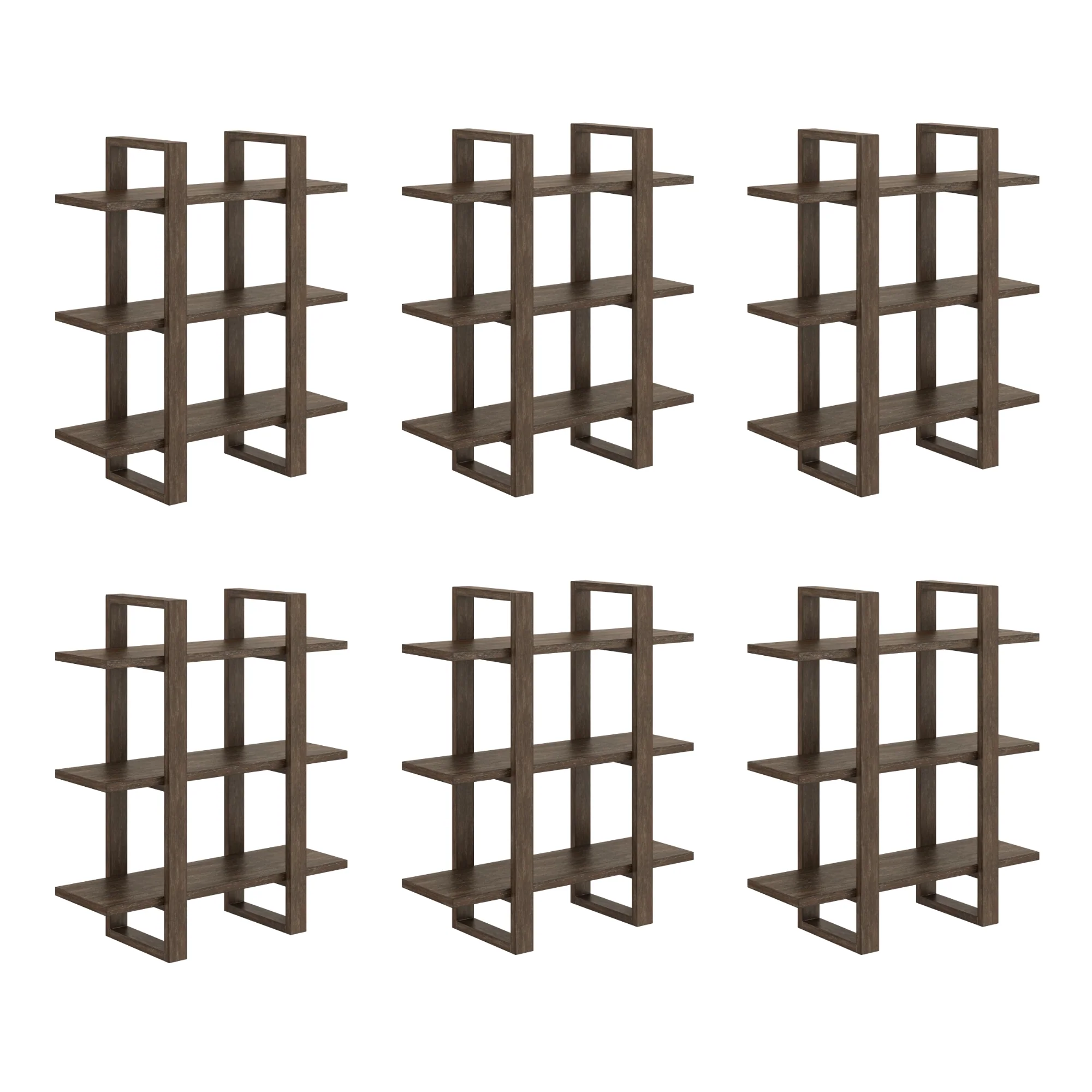 Solid Wood Wall Shelves Dark Brown (Set of 6) - Image 3