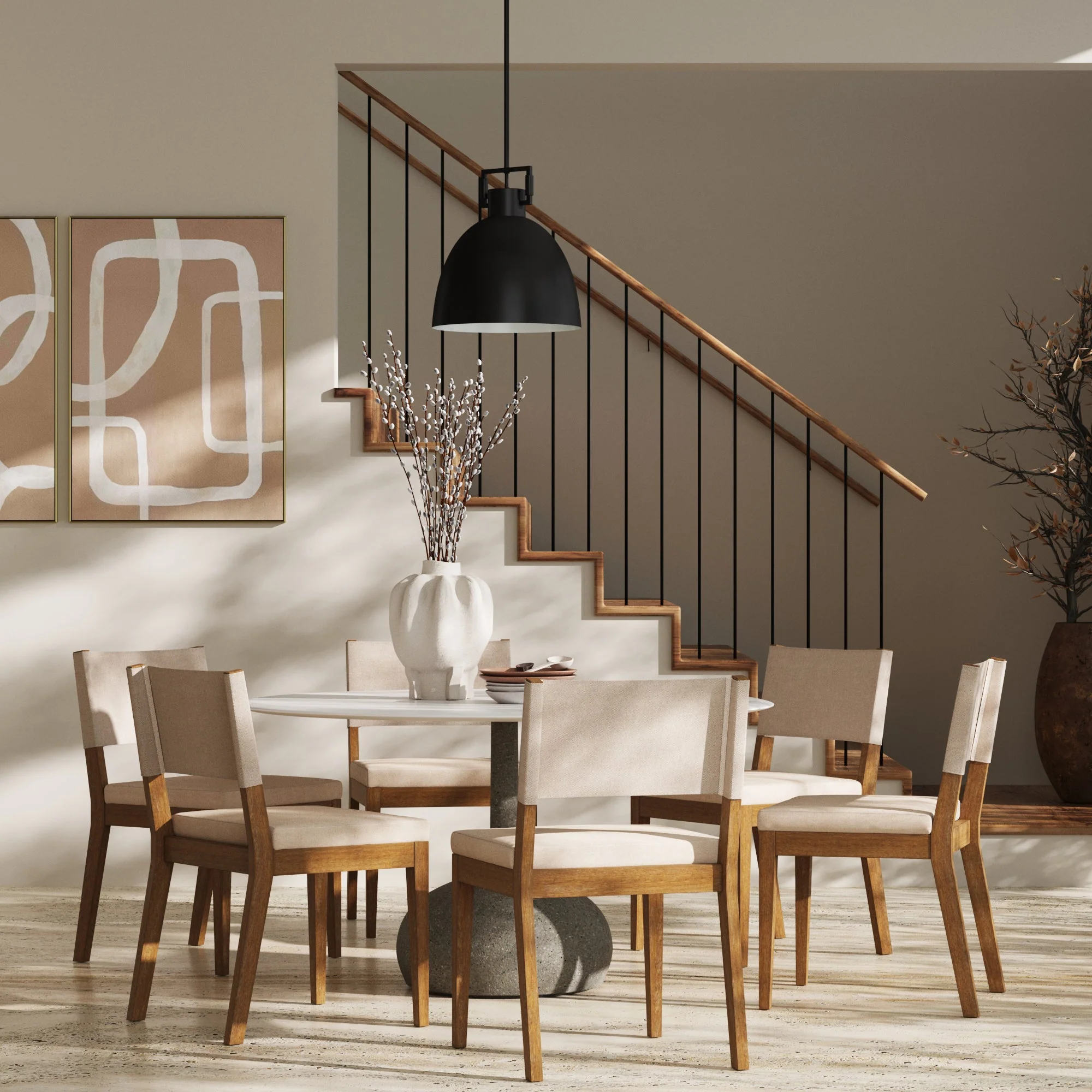 Upholstered Dining Chair Light Brown (Set of 6)