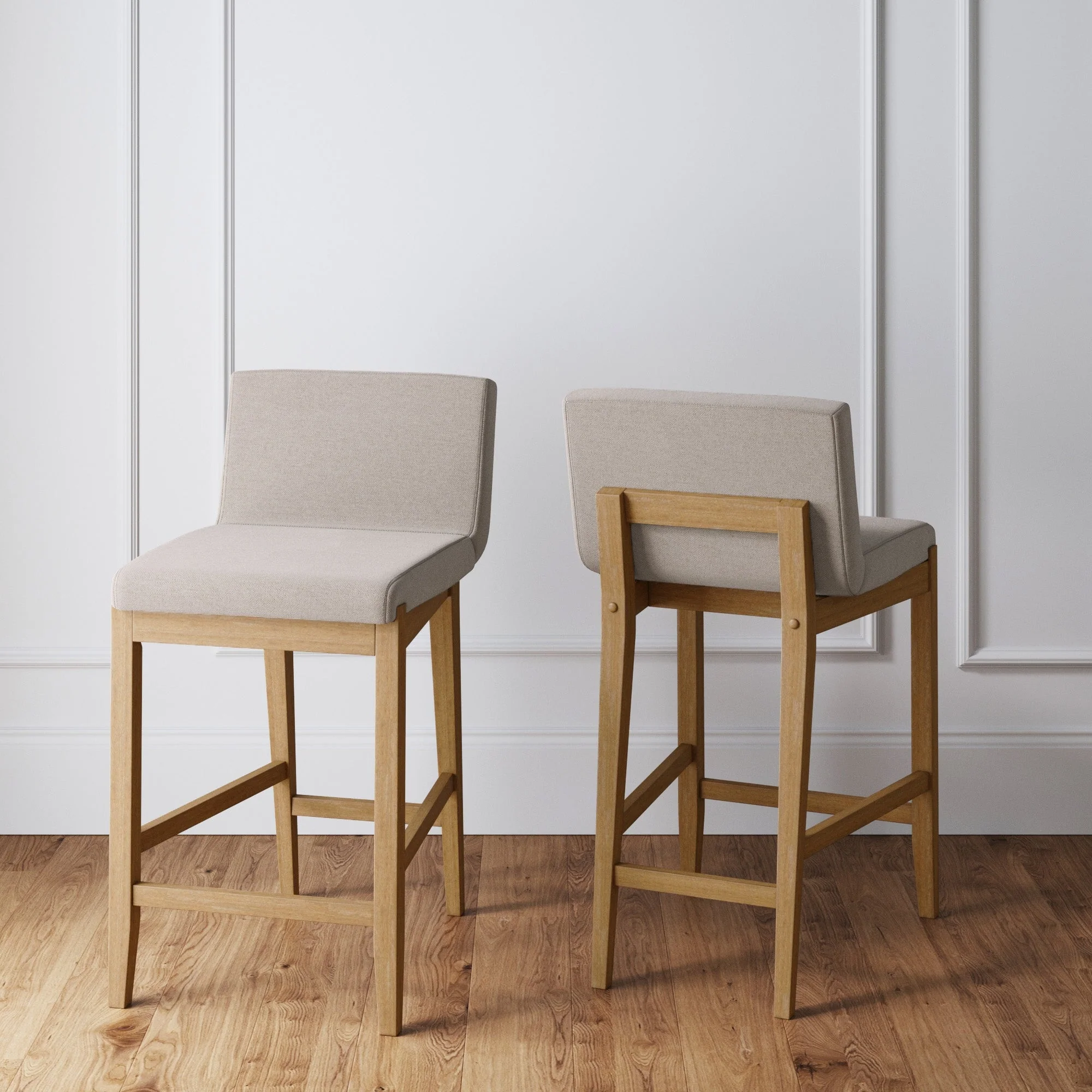 Wood Counter Height Bar Stools Light Brown (Set of 2) - Image 2
