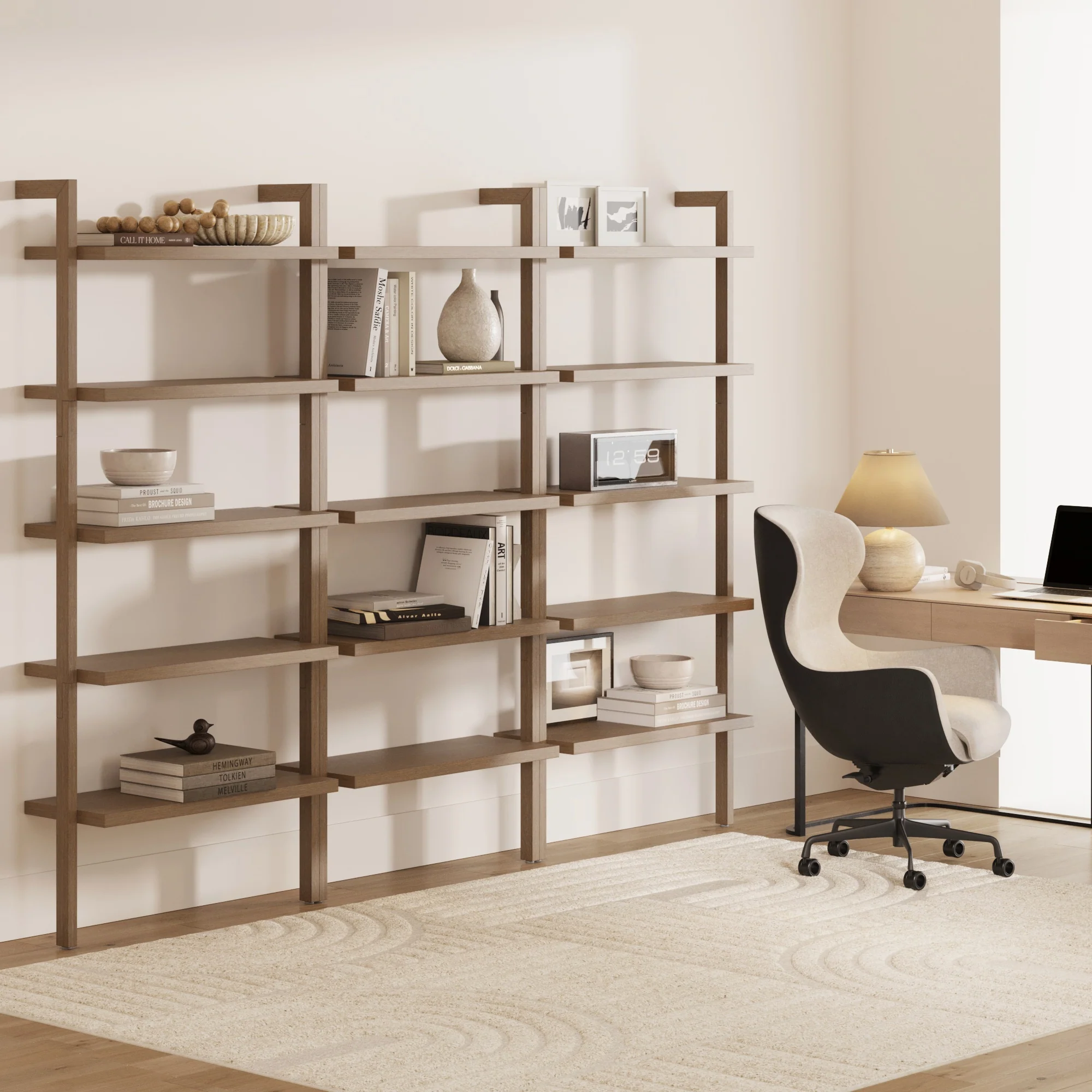 Wood Wall Bookshelves Light Brown (Set of 3) - Image 2