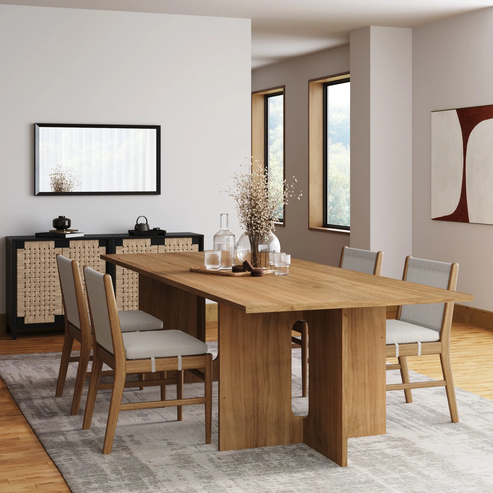 Woven Rope Back Dining Chair Brushed Light Brown (Set of 4) - Image 2